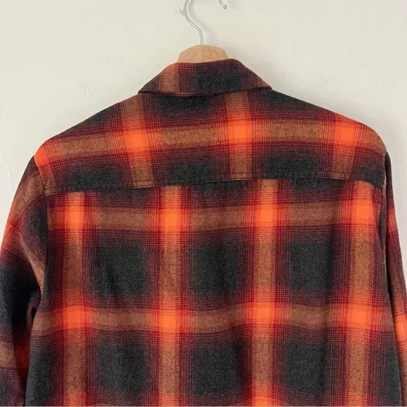 Taylor Swift Evermore Flannel Button Down Shirt Size Small Old Navy Orange Gray - Picture 6 of 9